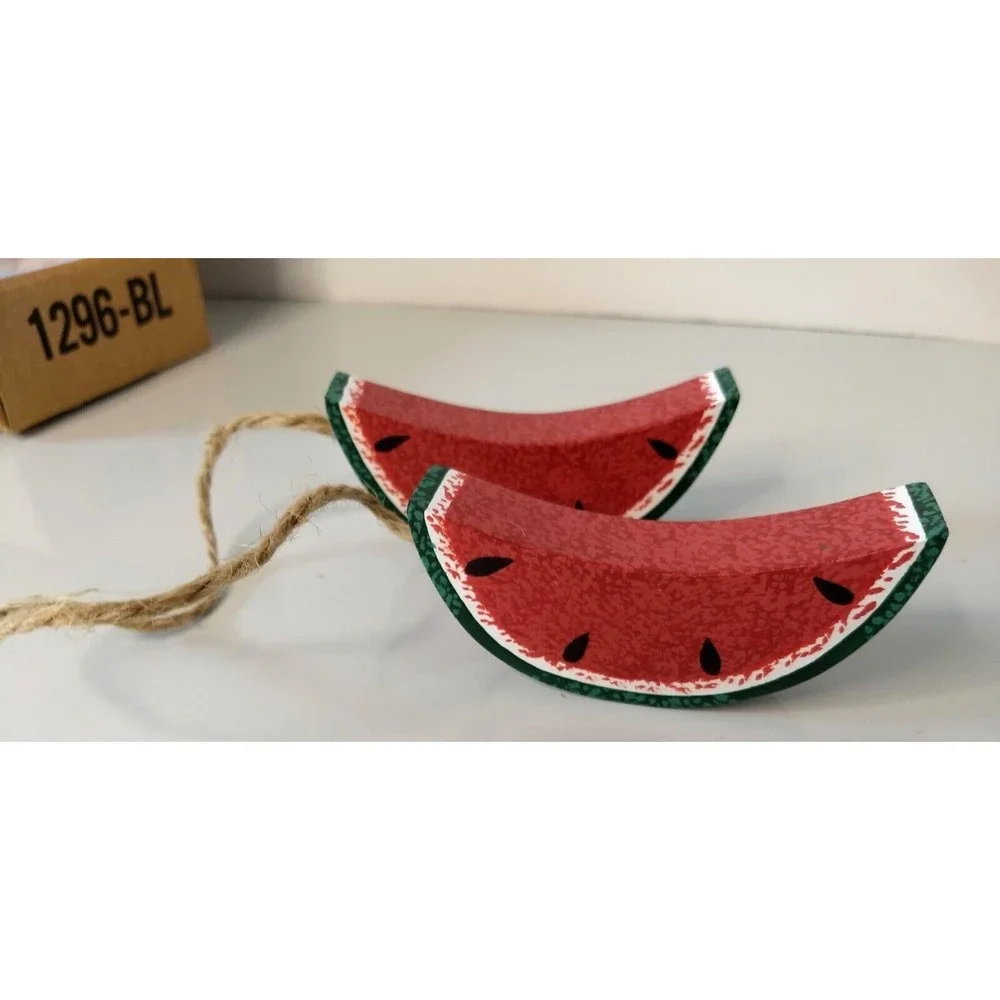 Wooden WATERMELON Slices Hanging Wall Decor Vintage HomeCo Summer Farmhouse‎ NEW